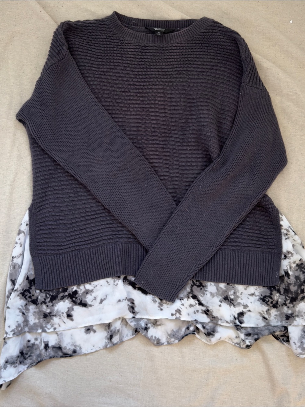 Simply Vera Vera Wang Ribbed Crewneck Sweater - Charcoal Gray